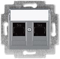 Розетка компьютерная без рамки ABB EPJ Levit 2-м. RJ45+RJ45 5e сталь картинка